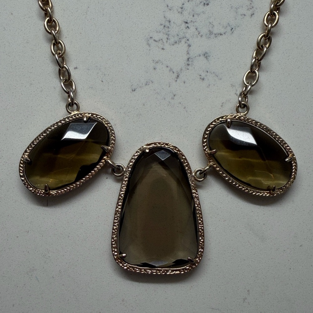 ONE OF A KIND RARE Kendra Scott Vintage Statement Necklace Gold Smoky Topaz - Picture 6 of 10